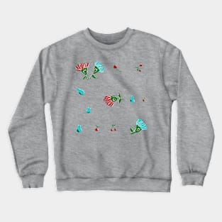 Feedsack Motif Sheet -- Cherries, Pears, and Dandelions Crewneck Sweatshirt